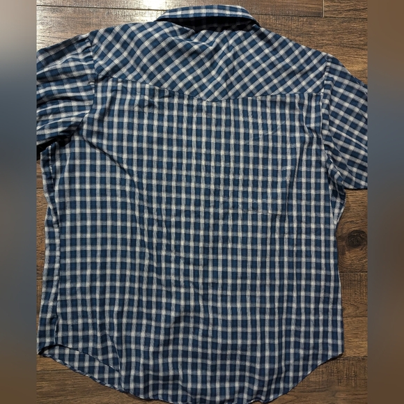 Ely Cattleman Blue Pearl Snap Shirt Men's Sz XXL Cowboy Western Short Sleeve. - Picture 12 of 14